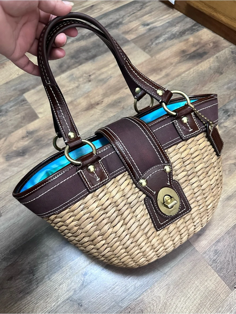 Coach woven straw